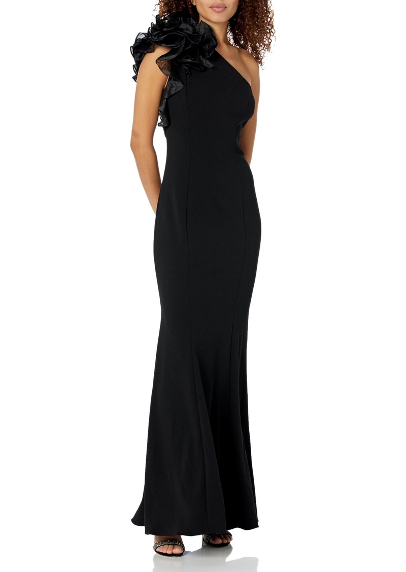 Aidan Mattox by Adrianna Papell Women's One Shoulder Gown with Organza