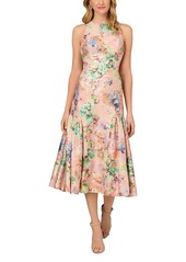 Aidan Mattox Floral Print Jacquard Midi Dress
