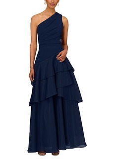 Aidan Mattox One Shoulder Tiered Gown