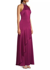 Aidan Mattox Crystal-Embellished Satin Sleeveless Mermaid Gown