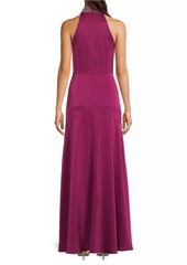 Aidan Mattox Crystal-Embellished Satin Sleeveless Mermaid Gown