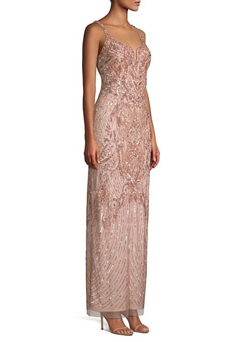 aidan mattox embellished column gown