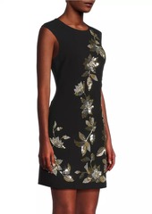 Aidan Mattox Floral Beaded Crepe Minidress