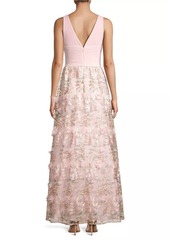 Aidan Mattox Floral Embroidered Gown