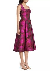 Aidan Mattox Floral Jacquard Midi-Dress