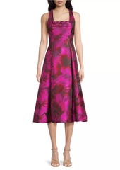 Aidan Mattox Floral Jacquard Midi-Dress