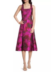 Aidan Mattox Floral Jacquard Midi-Dress