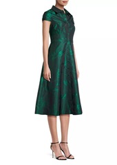 Aidan Mattox Floral Jacquard Midi-Dress