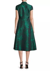 Aidan Mattox Floral Jacquard Midi-Dress