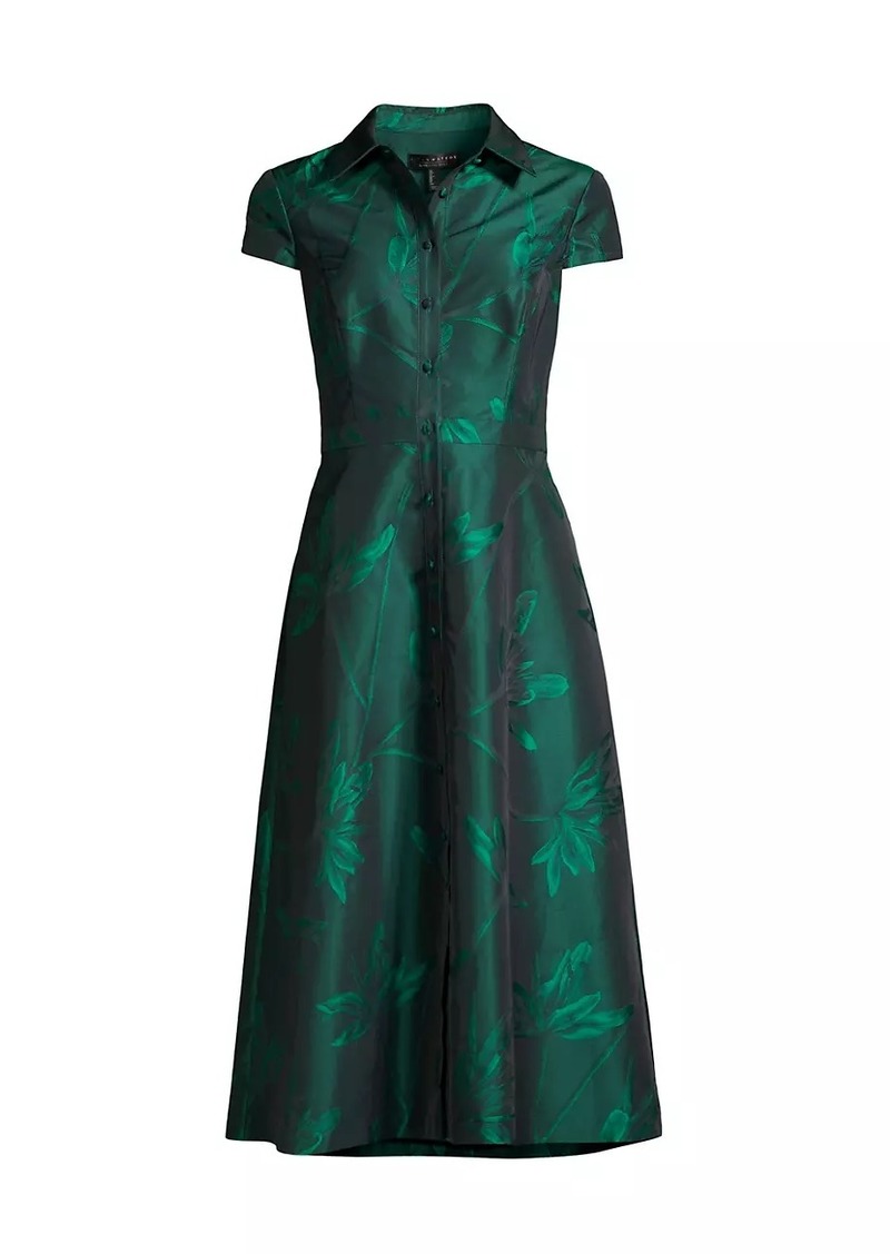 Aidan Mattox Floral Jacquard Midi-Dress