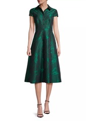 Aidan Mattox Floral Jacquard Midi-Dress