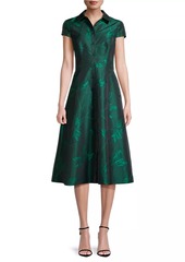 Aidan Mattox Floral Jacquard Midi-Dress