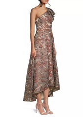 Aidan Mattox Jacquard One-Shoulder Maxi Dress