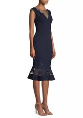 Aidan Mattox Lace-Accented Cocktail Dress