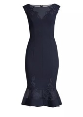 Aidan Mattox Lace-Accented Cocktail Dress