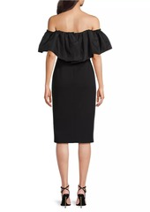 Aidan Mattox Off-The-Shoulder Sheath Midi-Dress