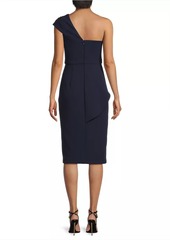 Aidan Mattox One-Shoulder Crepe Midi-Dress