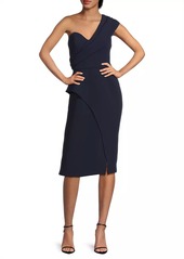 Aidan Mattox One-Shoulder Crepe Midi-Dress