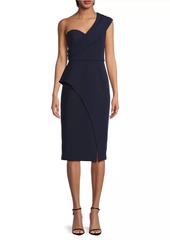 Aidan Mattox One-Shoulder Crepe Midi-Dress