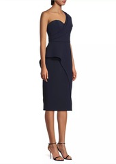 Aidan Mattox One-Shoulder Crepe Midi-Dress