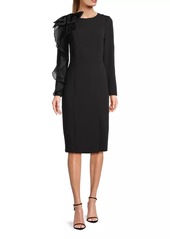 Aidan Mattox Ruffle-Sleeve Sheath Dress