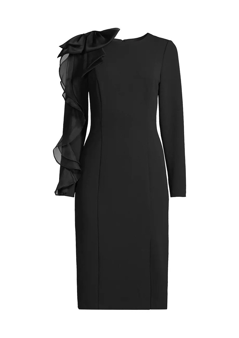 Aidan Mattox Ruffle-Sleeve Sheath Dress