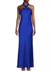 Aidan Mattox Satin Halterneck Mermaid Gown