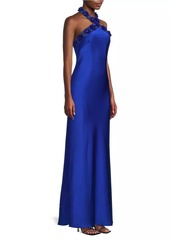 Aidan Mattox Satin Halterneck Mermaid Gown