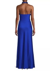 Aidan Mattox Satin Halterneck Mermaid Gown