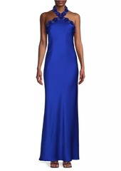 Aidan Mattox Satin Halterneck Mermaid Gown