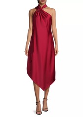 Aidan Mattox Satin Halterneck Midi-Dress