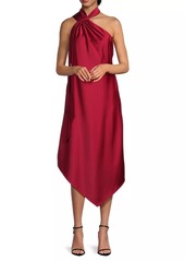 Aidan Mattox Satin Halterneck Midi-Dress