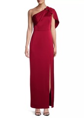 Aidan Mattox Satin One-Shoulder Column Gown