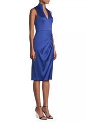 Aidan Mattox Satin Sheath Midi-Dress