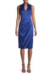 Aidan Mattox Satin Sheath Midi-Dress