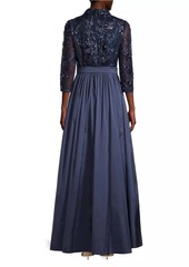 Aidan Mattox Sequin Tulle Belted Gown