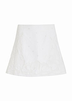 Aje - Agua Embroidered Linen-Blend Mini Skirt - Off-White - AU 12 - Moda Operandi
