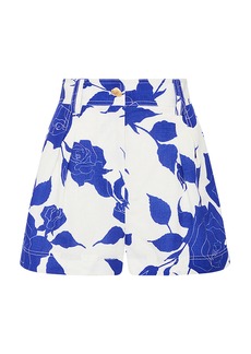 Aje - Belonging Printed Linen-Blend Shorts - Blue - AU 16 - Moda Operandi