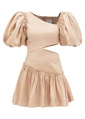 Aje - Chateau Cutout Linen-blend Mini Dress - Womens - Beige