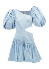 Aje - Chateau Cutout Linen-blend Mini Dress - Womens - Light Blue