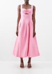 Aje - Divinity Pearl-pin Cutout Linen-blend Dress - Womens - Pink