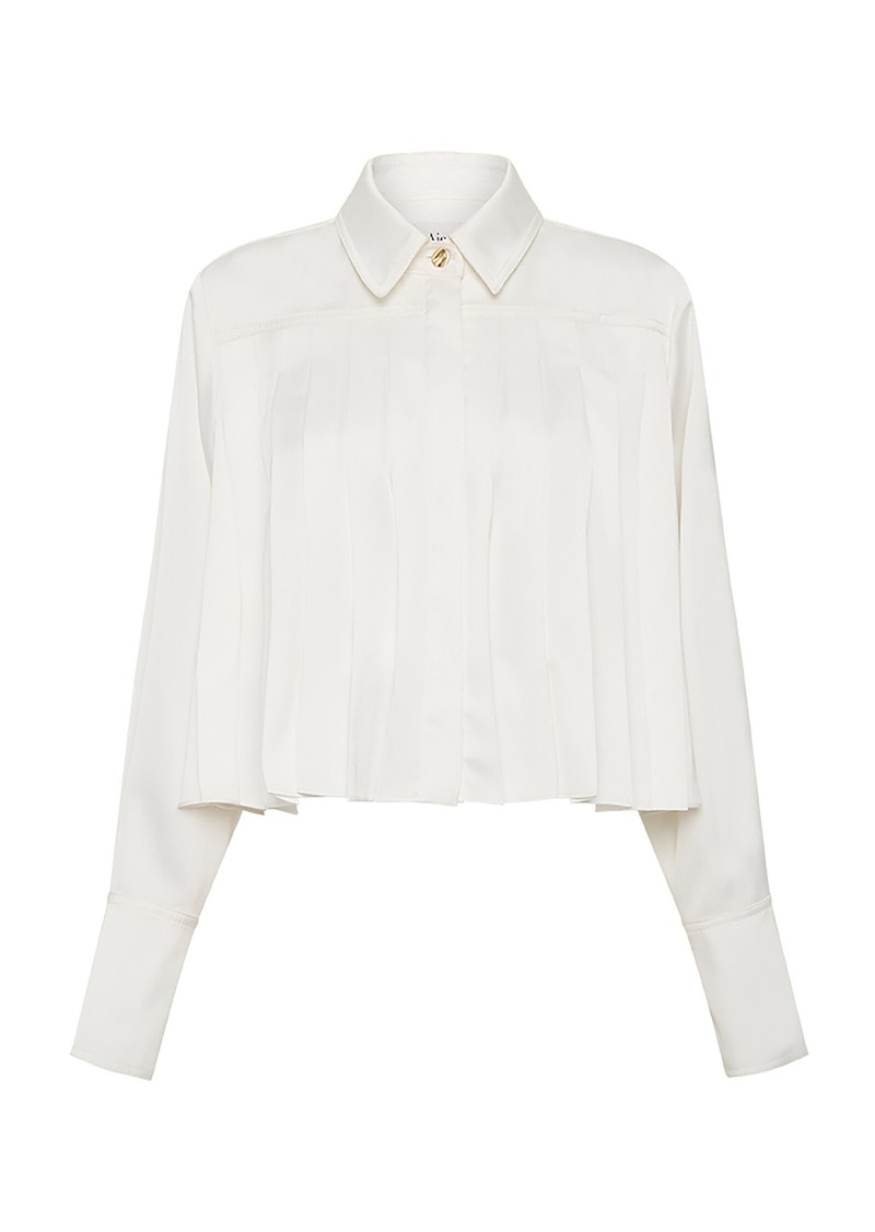 Aje - Estrade Pleated Poplin Cropped Shirt - White - AU 4 - Moda Operandi