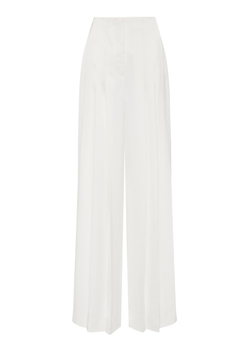 Aje - Estrade Pleated Poplin Wide-Leg Pants - White - AU 8 - Moda Operandi