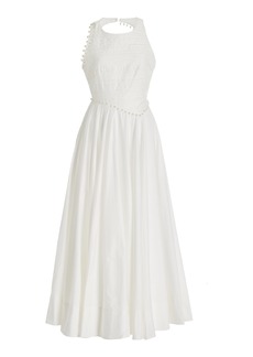 Aje - Florence Pearl-Trimmed Cotton Midi Dress - Ivory - AU 8 - Moda Operandi