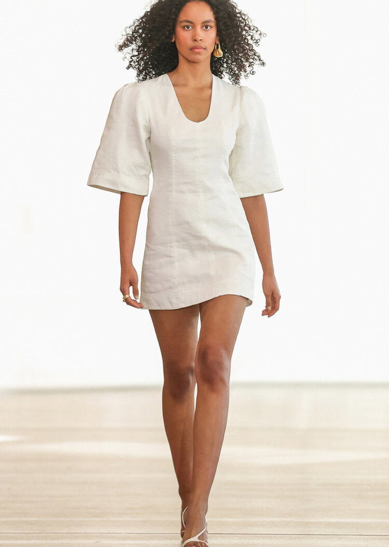 Aje - Hunter Twisted Linen-Blend Mini Dress - Off-White - AU 12 - Moda Operandi