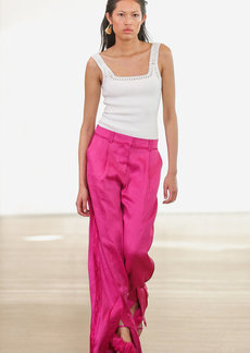 Aje - Insight Deconstructed Linen-Blend Pant - Pink - AU 14 - Moda Operandi