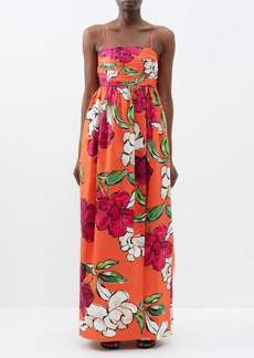 Aje - Monument Floral-print Linen-blend Maxi Dress - Womens - Orange Multi