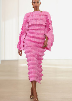 Aje - Palladium Ruffled Midi Dress - Pink - AU 12 - Moda Operandi