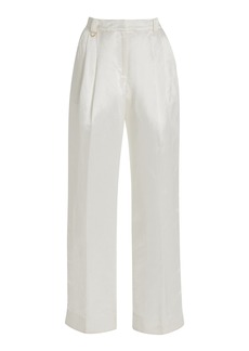 Aje - Portray Pleated Linen-Blend Pants - Ivory - AU 6 - Moda Operandi