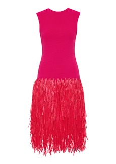 Aje - Rushes Fringed Knit Mini Dress - Pink - S - Moda Operandi